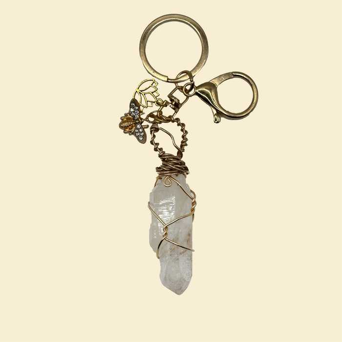 "Soul Amplified & Protected" Clear Quartz Keychain / Bag Charm