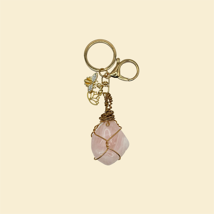 "Soul Full of Love" Rose Quartz Keychain / Bag Charm